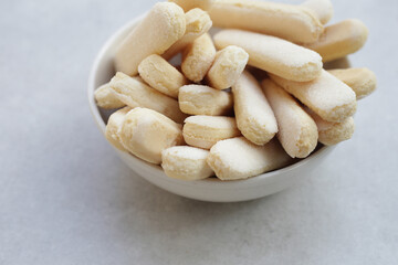 Sponge finger cookies, Italian savoiardi biscuit snack