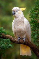 Sulphur-crested Cockatoo: Serene Portrait in Lush Greens