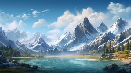 Picturesque mountain lake scene