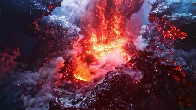 Volcanic Eruption Lava Gushing