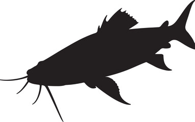 Barbel Fish Silhouette Vector Illustration