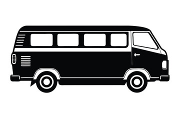 Silhouette of black and white van shows a classic automotive style and design