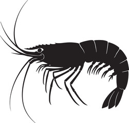 Ghost Shrimp vector silhouette on white background