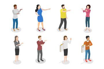 3D Isometric Flat  Illustration of Arm Gesture, Individuals Gesturing Enthusiastically With Hands Or Fingers