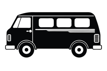 Simple black and white van shows classic vehicle styling for transportation concept