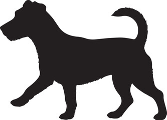 Parson Russell Terrier dog vector silhouette on white background