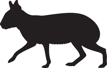 Patagonian Mara rodent vector silhouette on white background