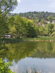 Obraz premium Spring Landscape of Pancharevo lake, Bulgaria