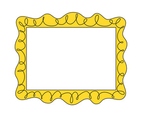 Decorative gold picture frame isolated cartoon doodle illustration vector