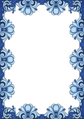 Watercolor hand drawn italian mediterranean tiles