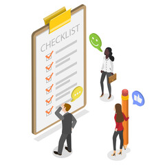 3D Isometric Flat  Illustration of Todo List, Project Task Completion Checklist