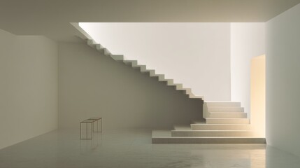 Fototapeta premium Minimalist staircase with invisible railing and no risers 
