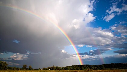 虹 二重虹 空 雲 橋 アーチ カラフル 希望 夢 自然 美しい 風景 晴れ 雨上がり 光 七色 スペクトル 架け橋 壮大 アウトドア