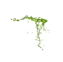 Splash of green water in air on white background