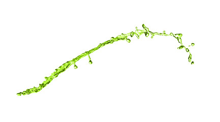 Splash of green water in air on white background