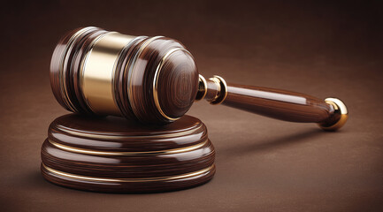 Fototapeta premium Classic wooden judge's gavel on sound block symbolizing law and justice 