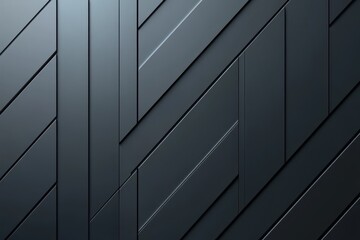 Dark gray, diagonal, geometric pattern.  Repeating, angular, metallic panels.  Sleek, modern, and structured surface