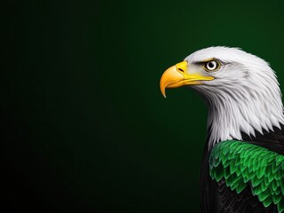 Obraz premium Eagle portrait, green accents