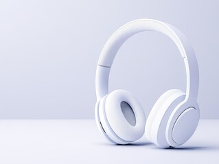 White headphones on light background