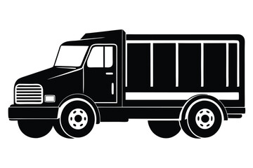 Simple black truck silhouette exhibits classic design within vehicle transportation and delivery theme