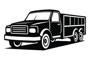 A monochromatic vintage truck with a unique trailer is featured in this stark image