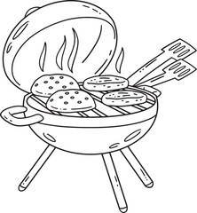 BBQ and Grilling Buns and Pattie Isolated Coloring