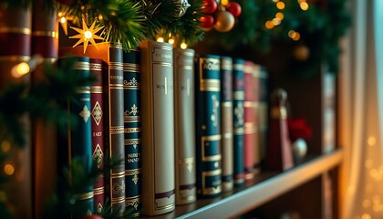row of books sitting on top of a shelf