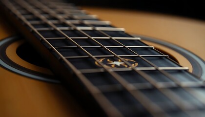 Fototapeta premium close up of a guitar's neck and frets