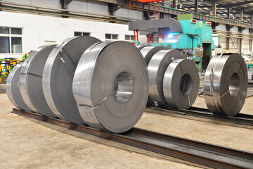 Hot rolled strip steel in the warehouse