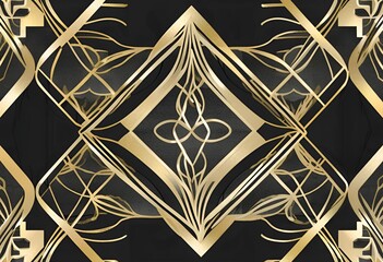 Elegant Gold and Black Art Deco Seamless Pattern Design Perfect for Luxury Branding and Wallpaper