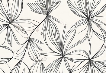 Elegant Black and White Tropical Leaf Line Art Print Perfect for Home Decor and Fashion Design
