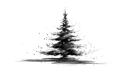Christmas tree sketch simple silhouette vector isolated on white background  -  