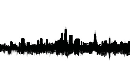 Fototapeta premium City skyline black simple black silhouette vector isolated on white background - 