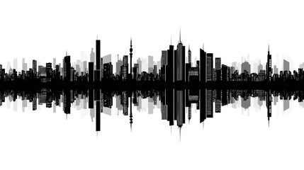 City skyline black simple black silhouette vector isolated on white background  -  