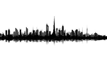 Obraz premium City skyline outline simple black silhouette vector isolated on white background - 