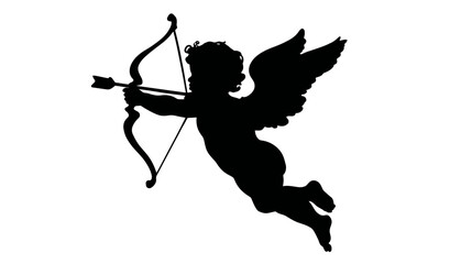 Fototapeta premium Cupid with bow silhouette vector isolated on white background - 
