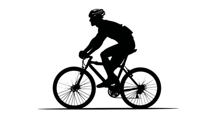 Naklejka premium Cyclist riding bicycle silhouette side view vector isolated on white background - 