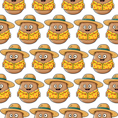 Seamless repeating potato pattern ideal for backgrounds, wallpapers, or textiles.