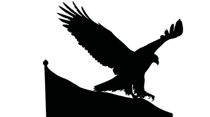 Obraz premium Eagle with flag simple black silhouette vector isolated on white background - 