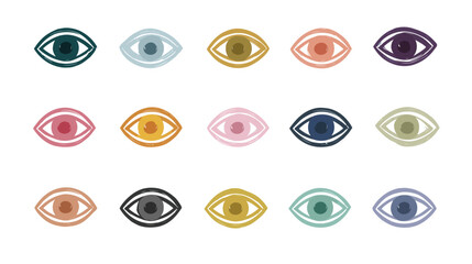 Eye icon set mix colour simple silhouette vector on white background  -  