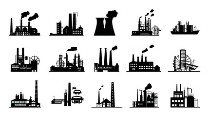 Fototapeta premium Factory icon set simple silhouette vector isolated on white background - 