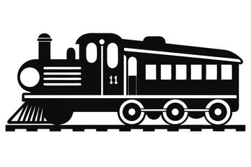 Retro steam train is traveling on track with the number eleven