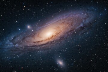 Fototapeta premium Andromeda Galaxy shining in the dark universe with bright stars around