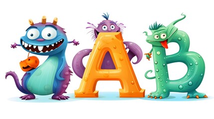 Professional Illustration of Animated Alphabet Characters for Educational Use