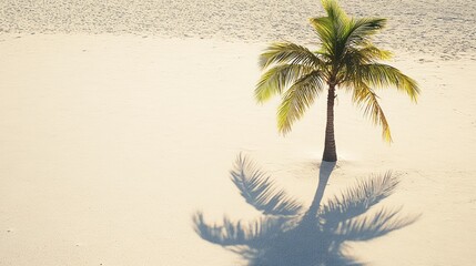 A palm tree is standing in the sand