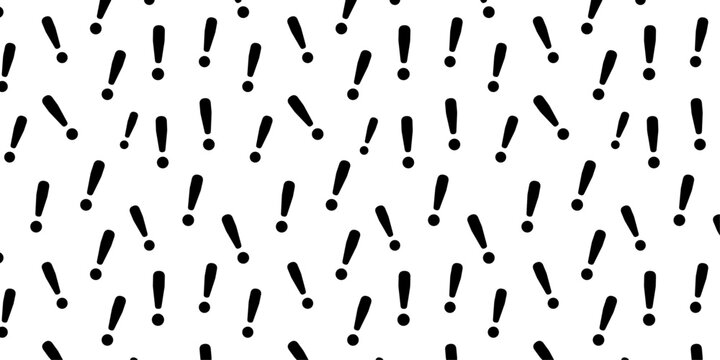 Exclamation mark seamless vector editable pattern PNG or transparent background. black and white alert sign vector pattern background