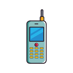 Old mobile phone isolated on white background vector art illustration