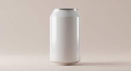 White Aluminum Can Mockup on Beige Background