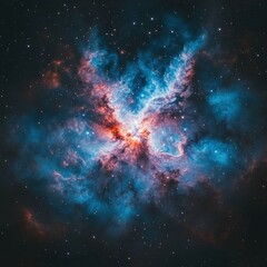 Naklejka premium Cosmic nebula, vibrant colors, swirling clouds of gas and dust, star formation, outer space