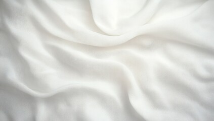 Fototapeta premium Soft white fabric with gentle folds and wrinkles creating a smooth, flowing texture evoking calmness and purity
